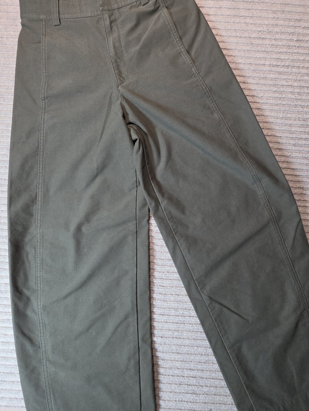 Uniqlo Jersey Barrel Pants Sz6 Olive High Waist Wide Leg Trousers Pockets Unisex